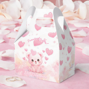 Cute Pink Pastel Baby Bears Birthday  Favor Box