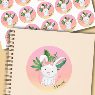 Cute Pink Pastel Gradient Flower Bunny Name