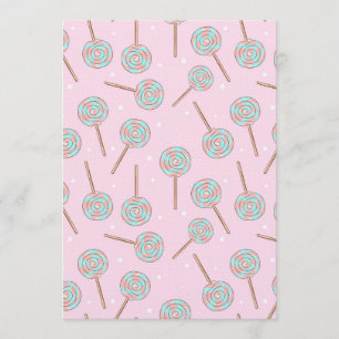 Cute Pink Pastel Lollipop Seamless Pattern Invitation