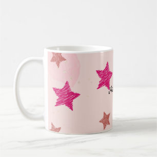 Cute Pink Pastel Stars Christmas Pattern  Coffee Mug