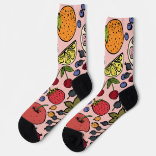 Cute pink pattern of fruits l Orange l Strawberry Socks