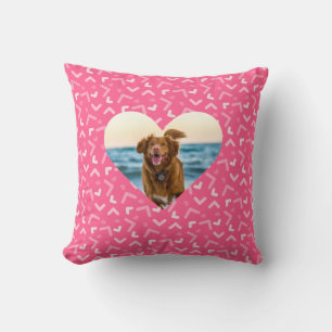 Cute Pink Patterned Dog Photo Custom Throw Pillow