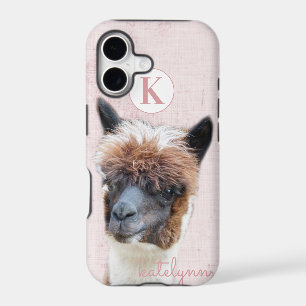 Cute Pink Peek-a-Boo Alpaca Photograph Monogrammed