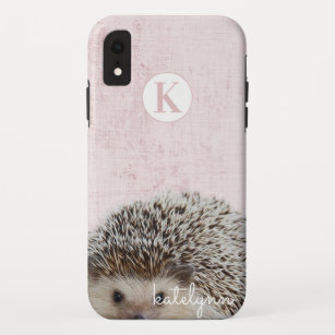 Cute Pink Peek-a-Boo Baby Hedgehog Monogram Case-Mate iPhone Case