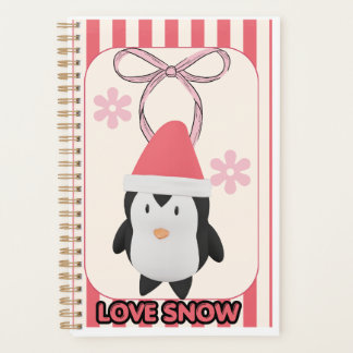 Cute Pink Penguin “Love Snow” Planner