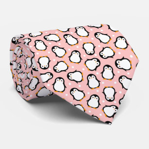 Cute pink penguin pattern tie