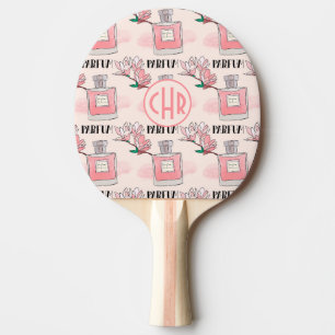 Cute Pink Perfumes Parfum Floral Monogram Ping Pong Paddle