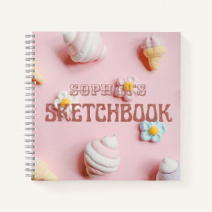 Cute Pink Personalized Kid Sketchbook  Notebook