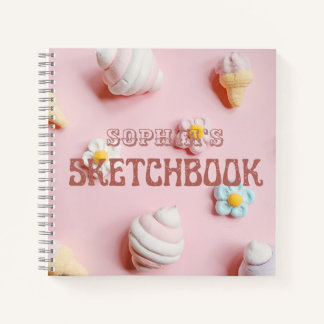 Cute Pink Personalized Kid Sketchbook  Notebook