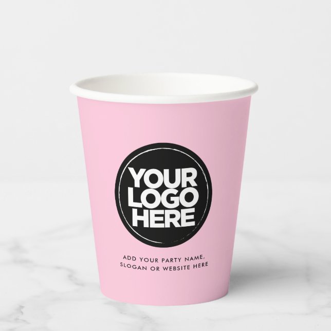 Cute Pink | Personalized Logo and Text Paper Cups (Front)