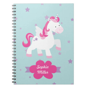 Cute Pink Personalized Magical Unicorn Notebook