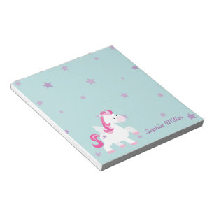 Cute Pink Personalized Magical Unicorn Notepads