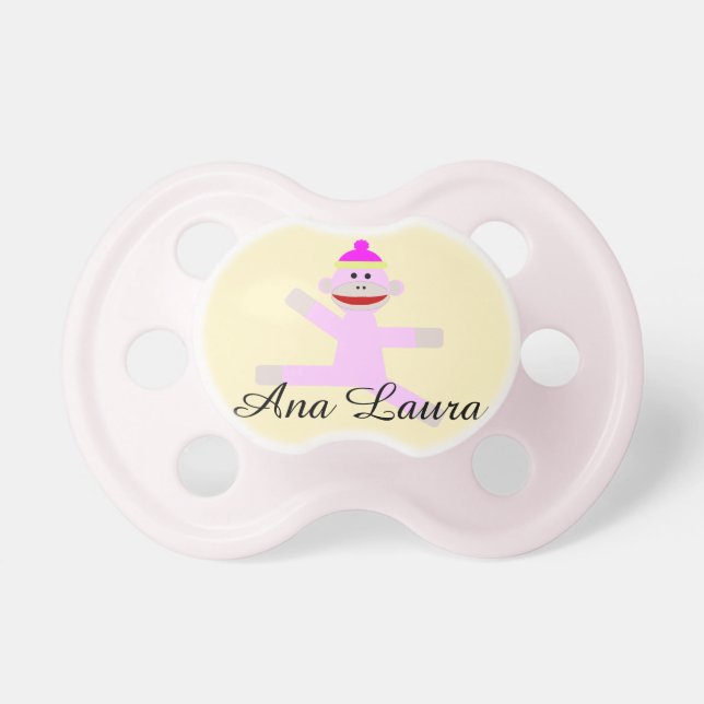 Cute Pink personalized monkey pacifier (Front)