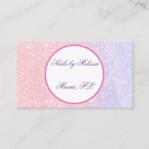 Cute Pink Personalized Name Glitter Business Card