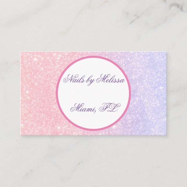 Cute Pink Personalized Name Glitter Business Card (Front)