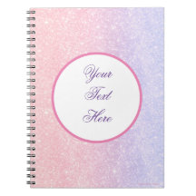 Cute Pink Personalized Name Glitter Notebook