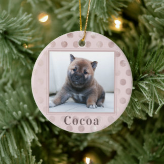 Cute Pink Pet Photo Christmas Holiday Ornament