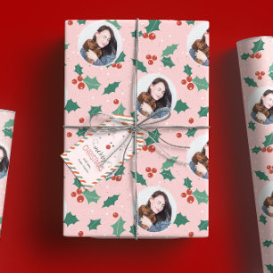 Cute Pink Photo Christmas Wrapping Paper