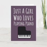 Cute Pink Piano Player Cards For Baby Girl Pianist