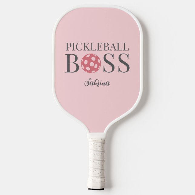 Cute Pink Pickleball Boss  Paddle (Back)