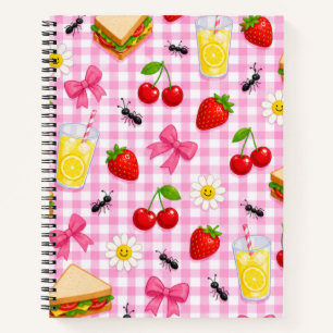 Cute Pink Picnic Food and Bows Notebook