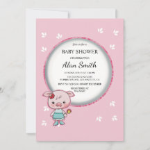 Cute Pink Pig Baby Shower Invitation