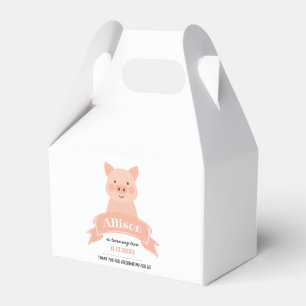 Cute Pink Pig Birthday Party Thank You Favor Box