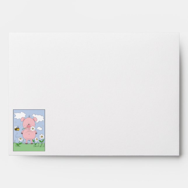 Cute Pink Pig Cartoon Envelope (Front)