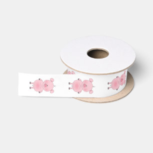 Cute Pink Pig Cartoon Satin Ribbon