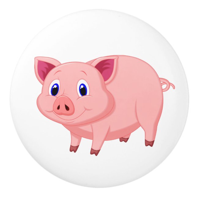 Cute Pink Pig Design Ceramic Knob (Front)