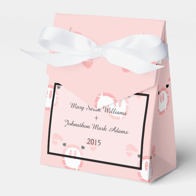 Cute Pink Pig Face Fun Wedding Pattern Favor Box (Front Side)