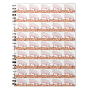 Cute Pink Pig in Mud Funny Watercolour Animal Art Notebook