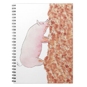 Cute Pink Pig in Mud Funny Watercolour Animal Art Notebook