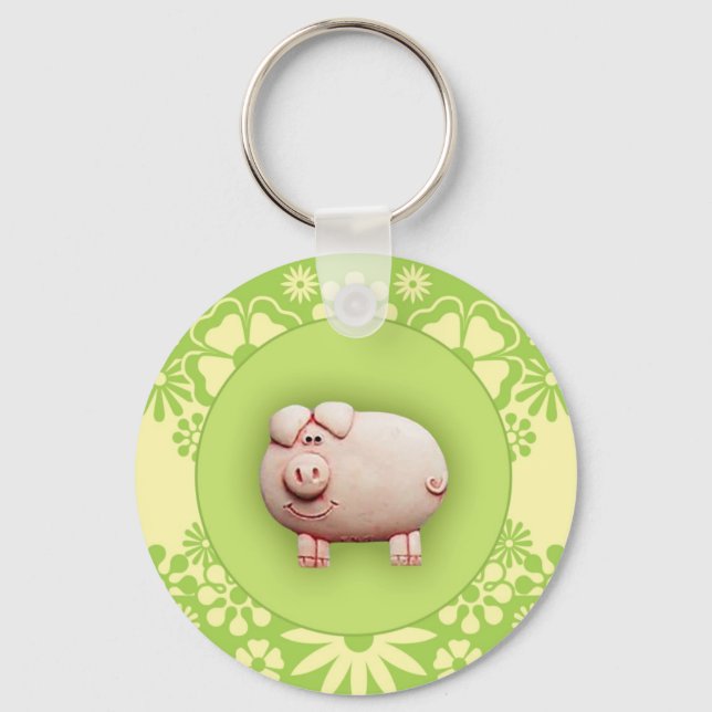 Cute Pink Pig Keychain (Front)