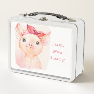Cute Pink Pig Metal Lunch Box