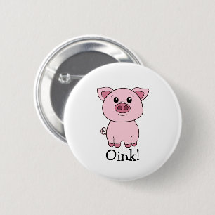 Cute Pink Pig Oink! Farm Animal 2 Inch Round Button