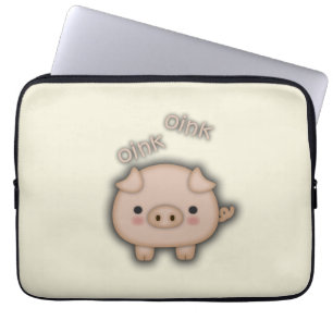 Cute Pink Pig Oink Laptop Sleeve