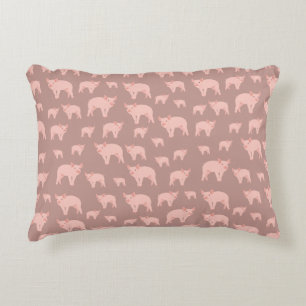 Cute Pink Pig Pattern  Accent Pillow