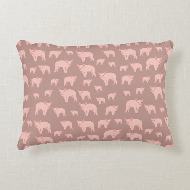 Cute Pink Pig Pattern  Accent Pillow (Front)