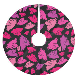 Cute Pink Pig Pattern Brushed Polyester Tree Skirt