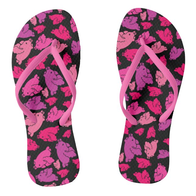 Cute Pink Pig Pattern Flip Flops (Footbed)