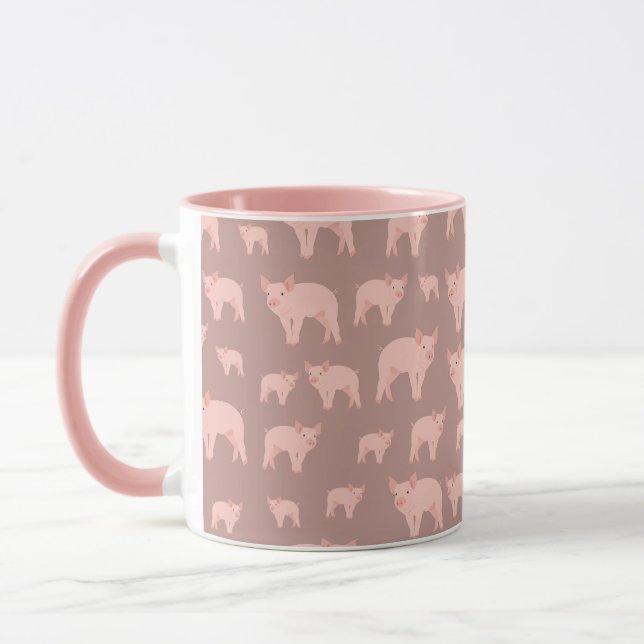 Cute Pink Pig Pattern Mug (Left)