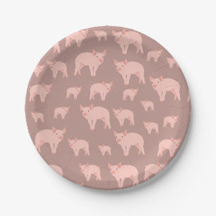 Cute Pink Pig Pattern Paper Plate
