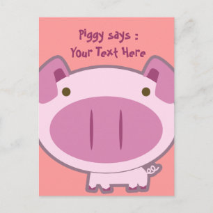 CUTE PINK PIGGY POSTCARD
