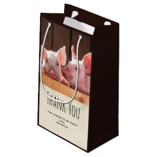 Cute Pink Piglets Animal Photo - Party Thank You Small Gift Bag