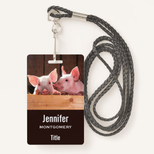 Cute Pink Piglets Animal Photograph Badge