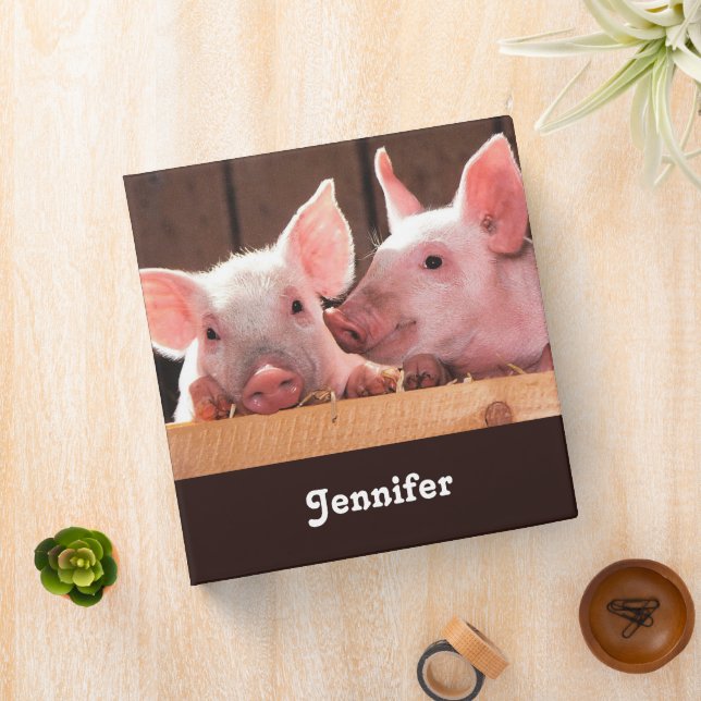 Cute Pink Piglets Animal Photograph Binder (In Situ)