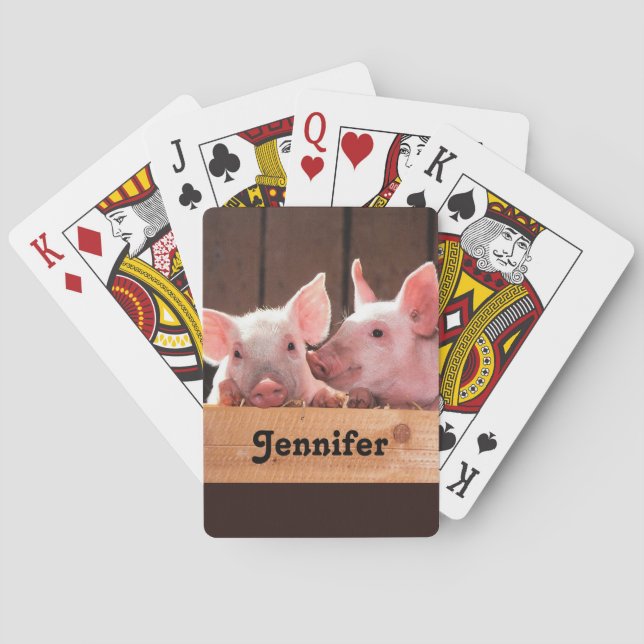 Cute Pink Piglets Animal Photograph Playing Cards (Back)