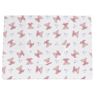 Cute Pink Pigs Barnyard Birthday Kids Large Gift Bag