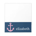 Cute Pink Polka Dot Anchor with Navy Custom Name